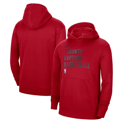 Men's Nike Red Toronto Raptors 2023/24 Performance Spotlight On-Court Practice Pullover Hoodie