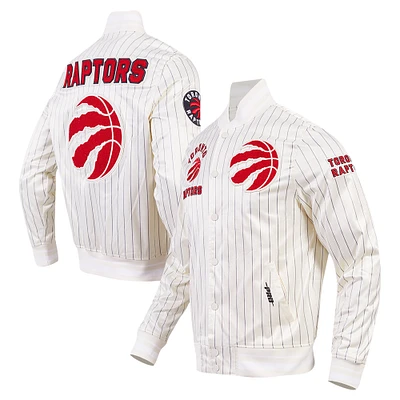 Men's Pro Standard Cream Toronto Raptors Pinstripe Retro Classic Full-Snap Jacket