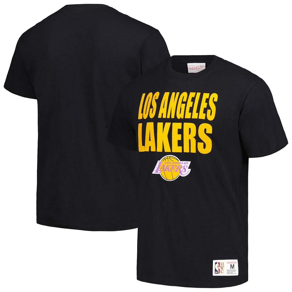 Men's Mitchell & Ness Black Los Angeles Lakers Hardwood Classics Legendary Slub T-Shirt