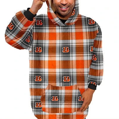 Pegasus  Cincinnati Bengals Plaid Logo Box Bloncho with Sherpa Inside