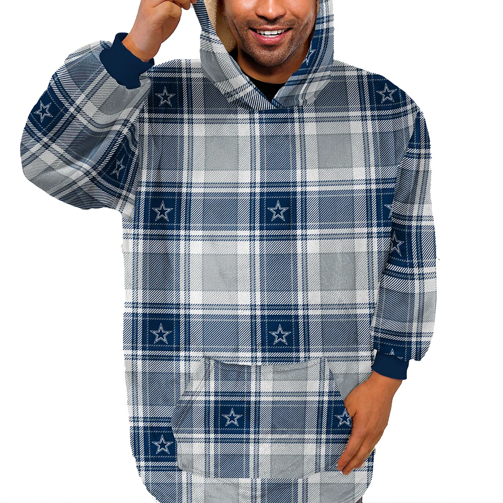 Pegasus  Dallas Cowboys Plaid Logo Box Bloncho with Sherpa Inside