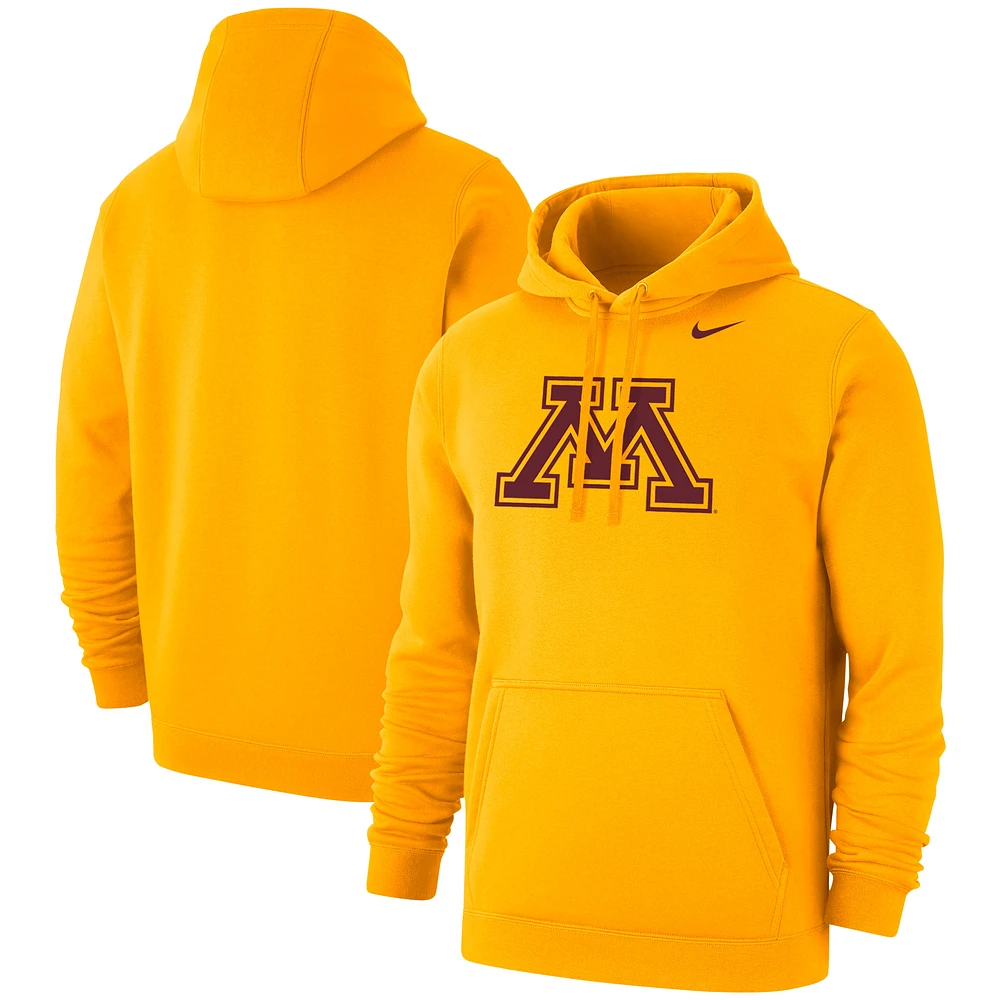 Men's Nike Gold Minnesota Golden Gophers Primary Logo Club Fleece Pullover Hoodie