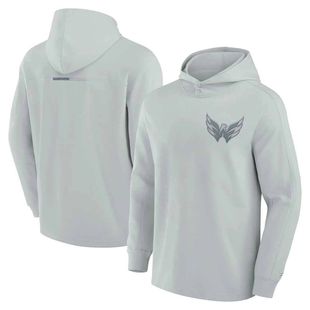 Men's Fanatics Gray Washington Capitals Elements Lightweight Tri-Blend Fleece Hoodie