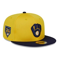 Men's New Era  Gold/Navy Milwaukee Brewers 2024 Spring Training 59FIFTY Fitted Hat