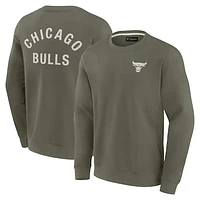 Unisex Fanatics Olive Chicago Bulls Super Soft Pullover Crew Sweatshirt