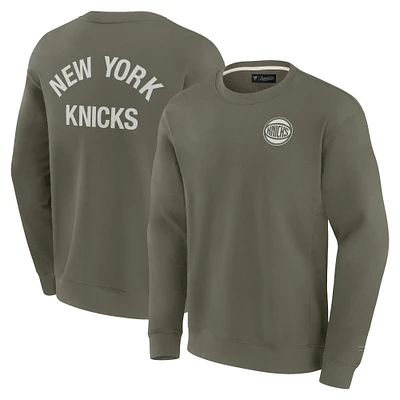 Unisex Fanatics Olive New York Knicks Super Soft Pullover Crew Sweatshirt