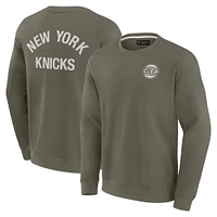 Unisex Fanatics Olive New York Knicks Super Soft Pullover Crew Sweatshirt