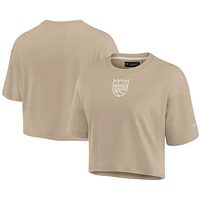 Women's Fanatics Khaki Sacramento Kings Elements Super Soft Boxy Cropped T-Shirt