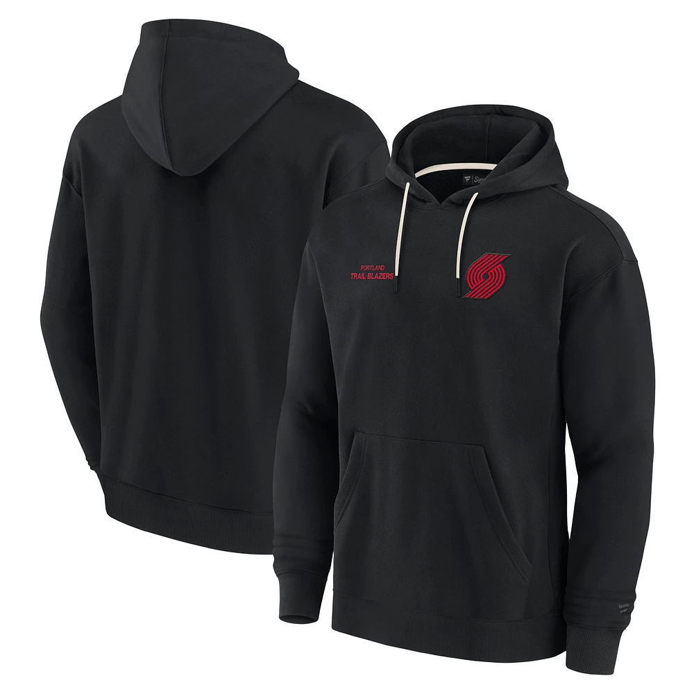 Unisex Fanatics Black Portland Trail Blazers Elements Super Soft Fleece Pullover Hoodie