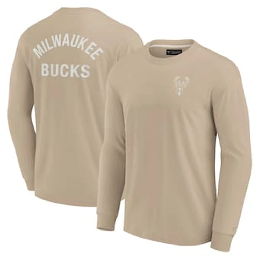 Unisex Fanatics Khaki Milwaukee Bucks Elements Super Soft Long Sleeve T-Shirt