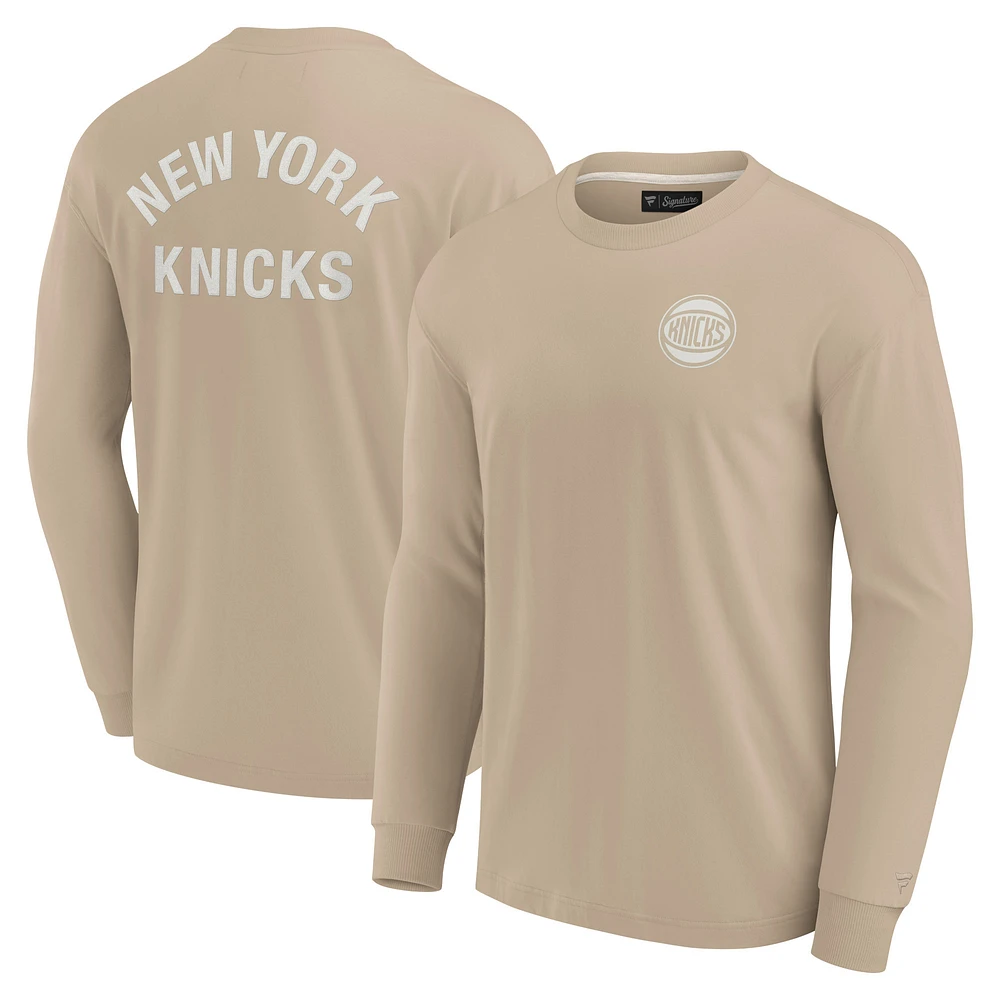 Unisex Fanatics Khaki New York Knicks Elements Super Soft Long Sleeve T-Shirt