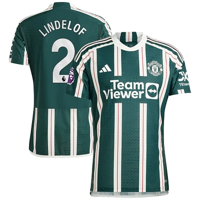 Men's adidas Victor Lindelof Green Manchester United 2023/24 Away Authentic Player Jersey