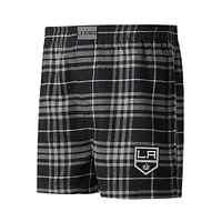 Men's Concepts Sport Black/Silver Los Angeles Kings Concord Flannel Boxers
