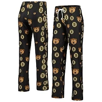 Women's Concepts Sport Black Boston Bruins Gauge Allover Print Knit Sleep Pants