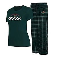 Women's Concepts Sport Green/Black Minnesota Wild Arctic T-Shirt & Pajama Pants Sleep Set