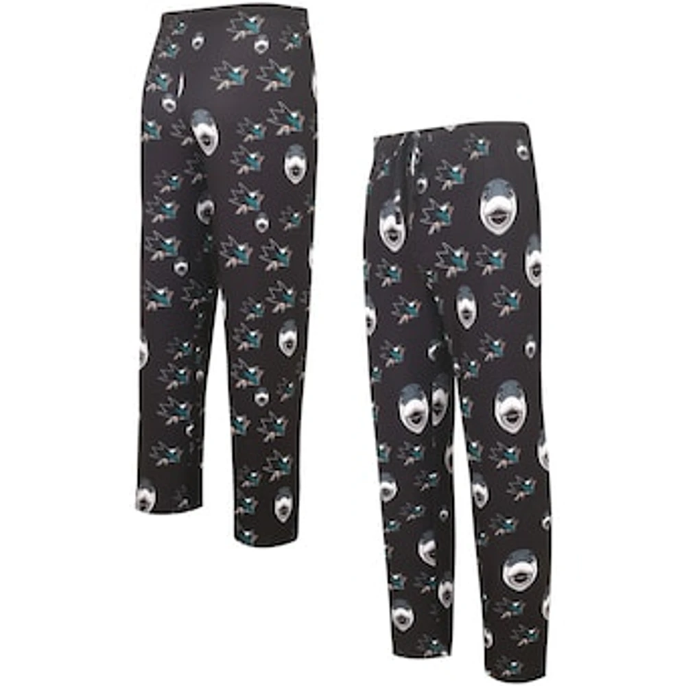 Men's Concepts Sport Black San Jose Sharks Gauge Allover Print Knit Sleep Pants