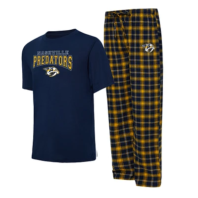 Men's Concepts Sport Navy/Gold Nashville Predators Arctic T-Shirt & Pajama Pants Sleep Set