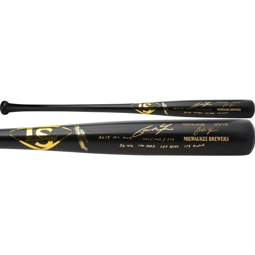 Limited Edition of 22: Christian Yelich Milwaukee Brewers Autographed Louisville Slugger Game Model Bat with Multiple Inscriptions