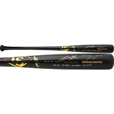 Limited Edition of 22: Christian Yelich Milwaukee Brewers Autographed Louisville Slugger Game Model Bat with Multiple Inscriptions