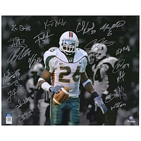 Limited Edition of 26: 2001 Miami Hurricanes Autographed Sean Taylor Spotlight Photograph with 20 Signatures including Ed Reed, Andre Johnson & Frank Gore