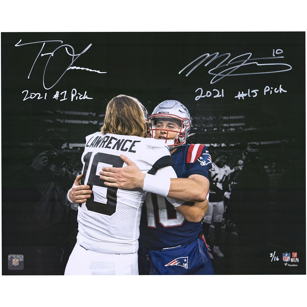 Limited Edition of 16: Mac Jones & Trevor Lawrence Autographed Handshake Photo with Inscriptions