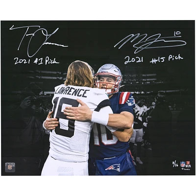 Limited Edition of 16: Mac Jones & Trevor Lawrence Autographed Handshake Photo with Inscriptions