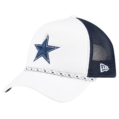 Men's New Era White/Navy Dallas Cowboys Court Sport Foam Front A-Frame 9FORTY Adjustable Trucker Hat