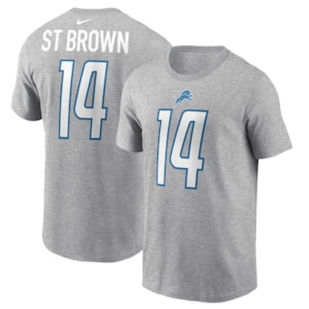 Men's Nike Amon-Ra St. Brown  Gray Detroit Lions Player Name & Number T-Shirt