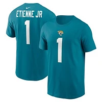 Men's Nike Travis Etienne  Teal Jacksonville Jaguars Player Name & Number T-Shirt