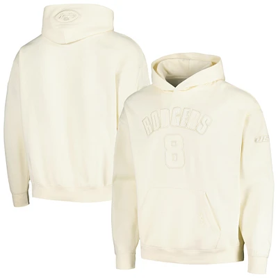 Men's Pro Standard Aaron Rodgers Cream New York Jets Player Name & Number Pullover Hoodie