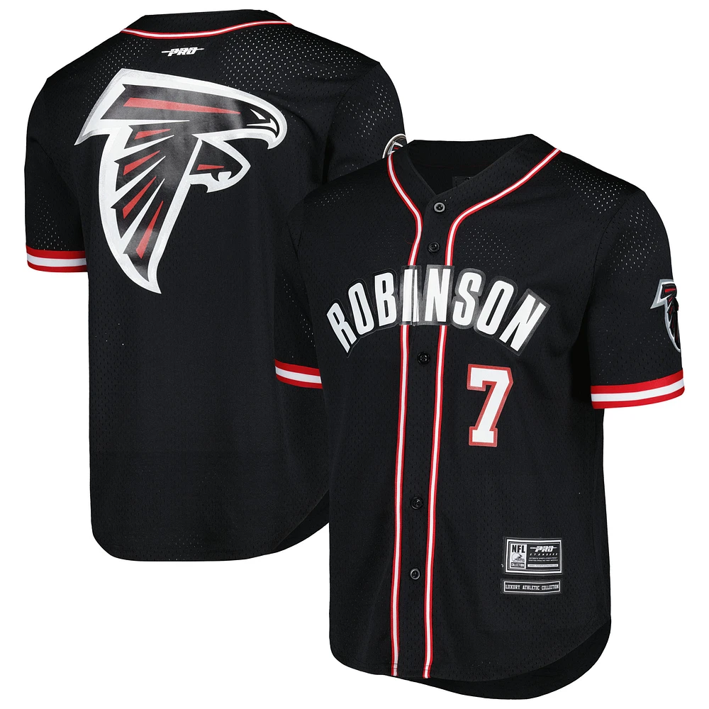 Men's Pro Standard Bijan Robinson Black Atlanta Falcons Mesh Baseball Button-Up T-Shirt