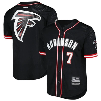 Men's Pro Standard Bijan Robinson Black Atlanta Falcons Mesh Baseball Button-Up T-Shirt