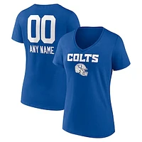 Women's Royal Indianapolis Colts Personalized Name & Number Team Wordmark V-Neck T-Shirt