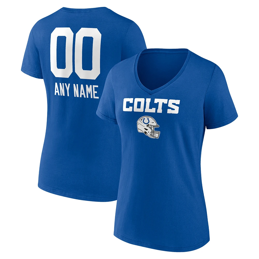 Women's Royal Indianapolis Colts Personalized Name & Number Team Wordmark V-Neck T-Shirt