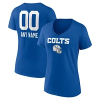 Women's Royal Indianapolis Colts Personalized Name & Number Team Wordmark V-Neck T-Shirt