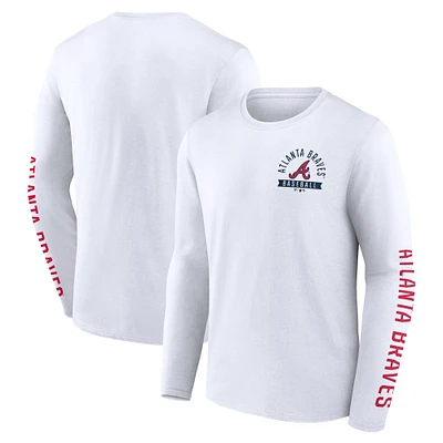 Men's Fanatics White Atlanta Braves Press Box Long Sleeve T-Shirt