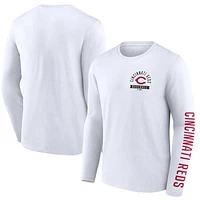 Men's Fanatics  White Cincinnati Reds Press Box Long Sleeve T-Shirt