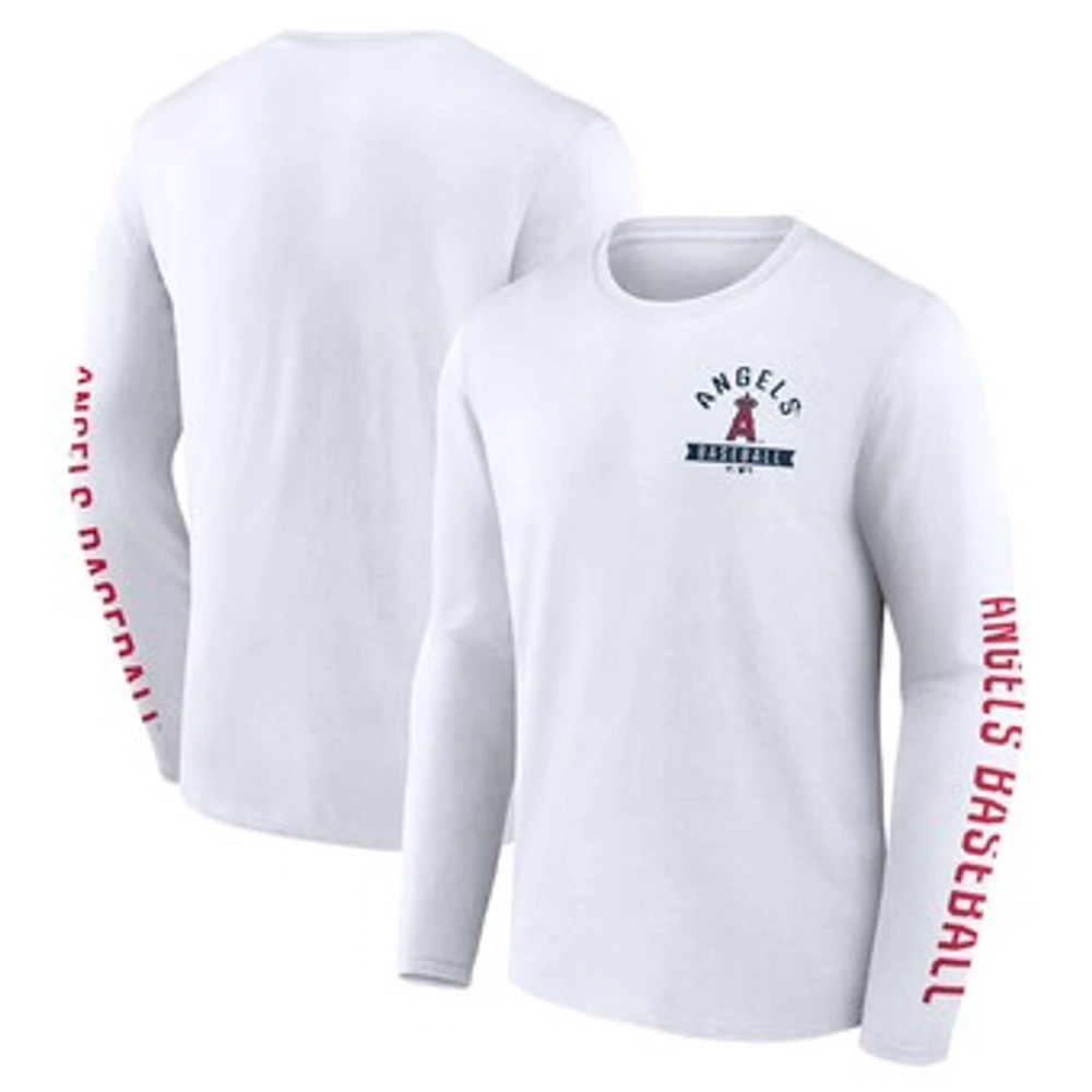 Men's Fanatics White Los Angeles Angels Press Box Long Sleeve T-Shirt