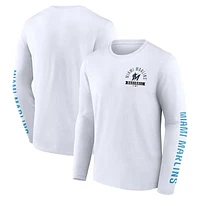 Men's Fanatics  White Miami Marlins Press Box Long Sleeve T-Shirt