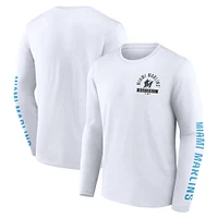 Men's Fanatics  White Miami Marlins Press Box Long Sleeve T-Shirt