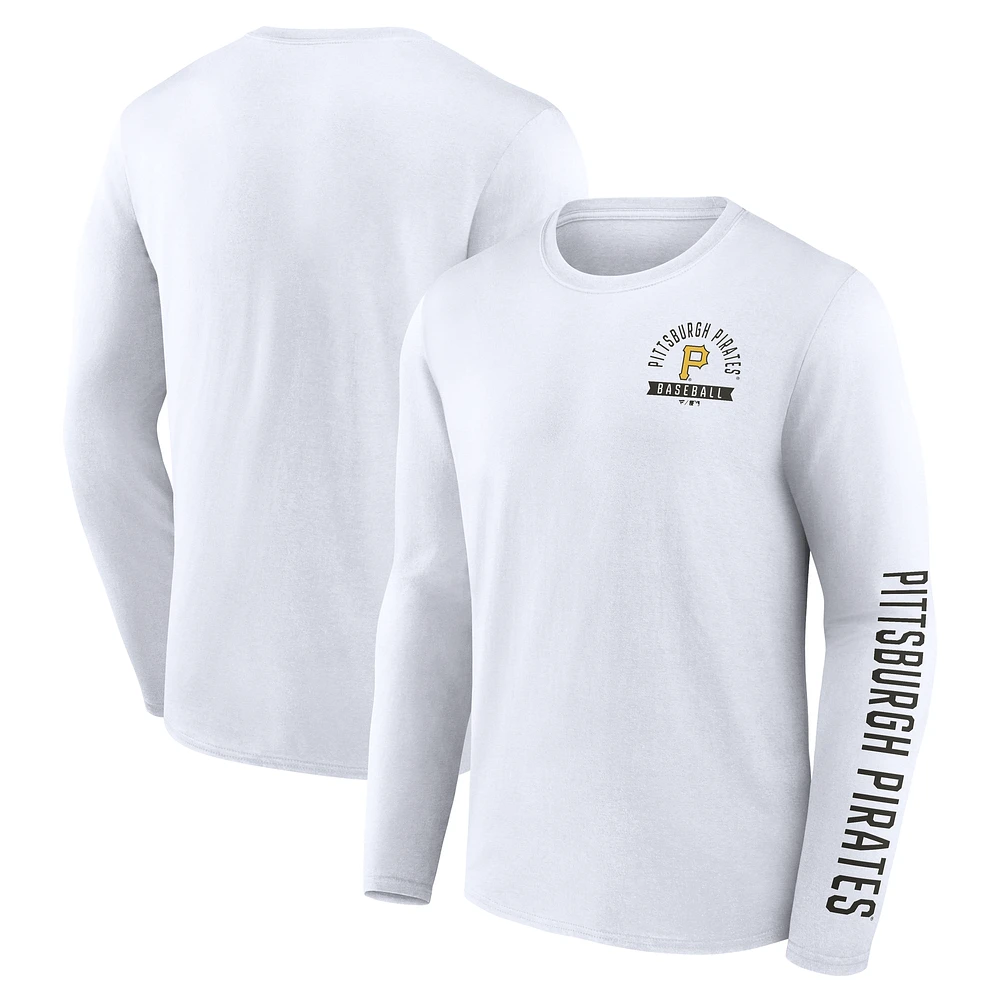 Men's Fanatics  White Pittsburgh Pirates Press Box Long Sleeve T-Shirt