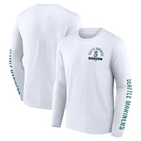 Men's Fanatics White Seattle Mariners Press Box Long Sleeve T-Shirt