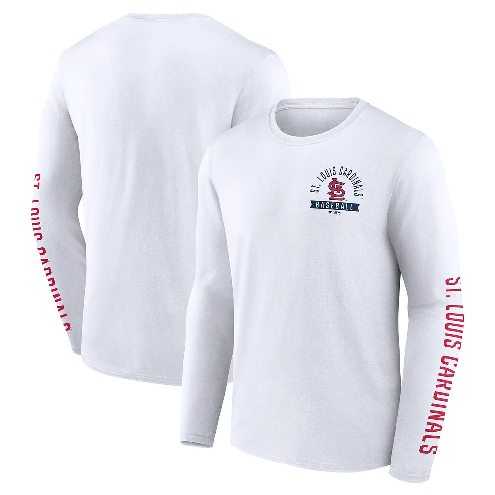 Men's Fanatics  White St. Louis Cardinals Press Box Long Sleeve T-Shirt