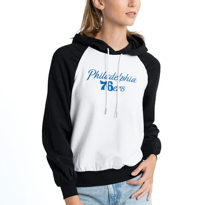 Women's Lusso White Philadelphia 76ers Marlowe Tri-Blend Raglan Pullover Hoodie