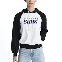 Women's Lusso White Phoenix Suns Marlowe Tri-Blend Raglan Pullover Hoodie