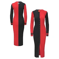 Women's STAUD Black/Red Atlanta Falcons Shoko Knit Button-Up Sweater Dress