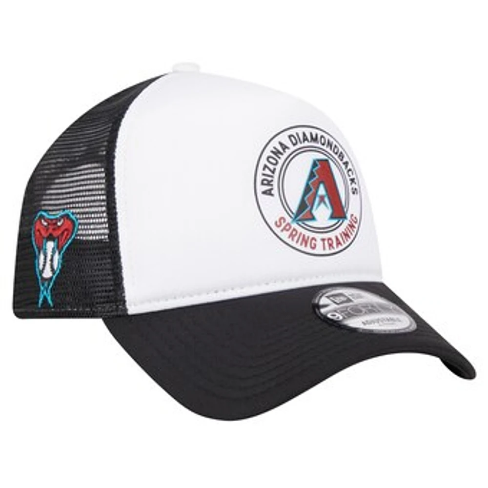 Men's New Era White/Red Arizona Diamondbacks Spring Training Circle Foam A-Frame 9FORTY Trucker Adjustable Hat