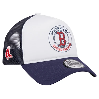 Men's New Era White/Navy Boston Red Sox Spring Training Circle Foam A-Frame 9FORTY Trucker Adjustable Hat