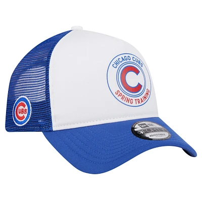 Men's New Era White/Royal Chicago Cubs Spring Training Circle Foam A-Frame 9FORTY Trucker Adjustable Hat