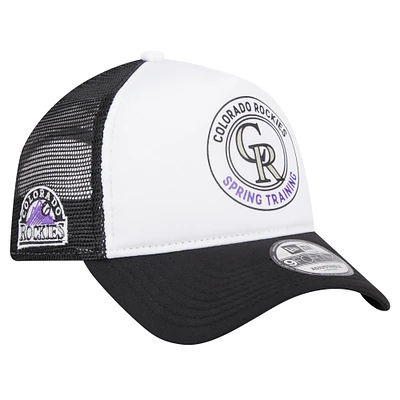 Men's New Era White/Black Colorado Rockies Spring Training Circle Foam A-Frame 9FORTY Trucker Adjustable Hat